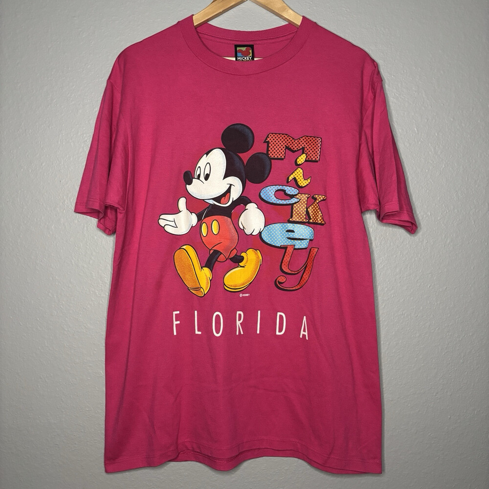 Vintage Mickey Unlimited Mickey Mouse T Shirt Size Large Pink Jerry Leigh 90s